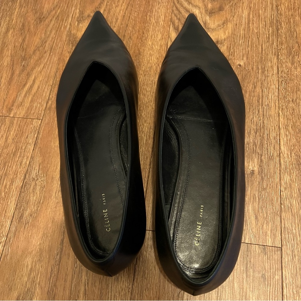 Céline black leather pointed toe flats - Picture 4 of 4
